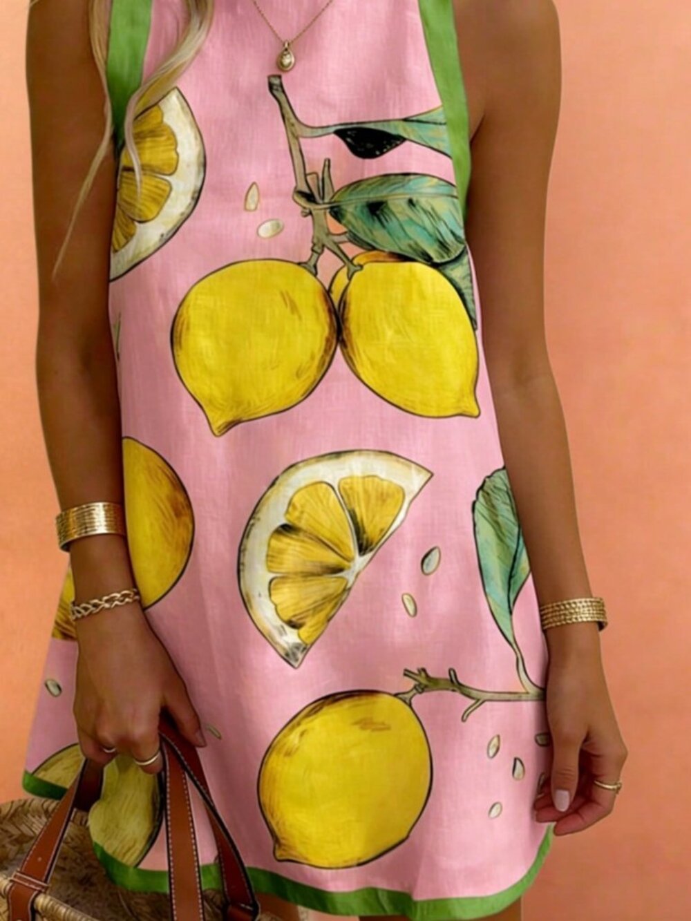 Pink Boho Vintage Women's Sleeveless Dress